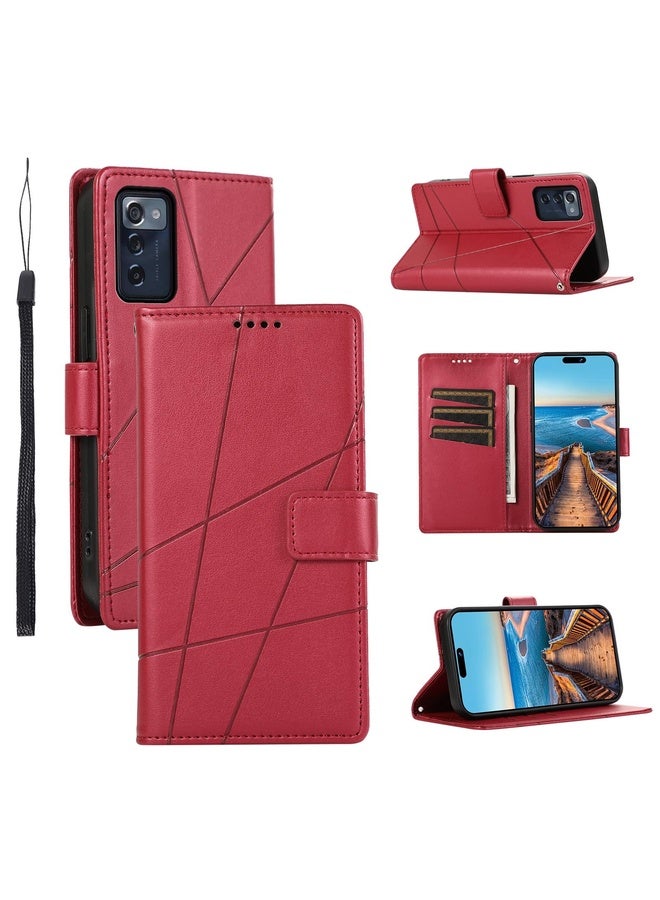 For ZTE Zmax 5G PU Genuine Leather Texture Embossed Line Phone Case(Red)