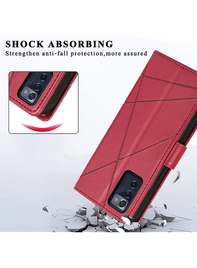 For ZTE Zmax 5G PU Genuine Leather Texture Embossed Line Phone Case(Red)