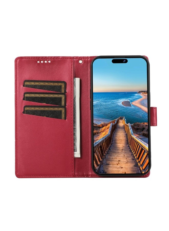 For ZTE Zmax 5G PU Genuine Leather Texture Embossed Line Phone Case(Red)