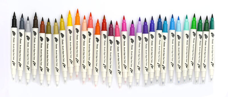 Pentel Sesw30C-30 Brush Sign Pen Twin  30 Colour Set  Fibre Tip Pens With Two Flexible Tips  Water-Based Ink  Assorted  Pack Of 30 - Image 4