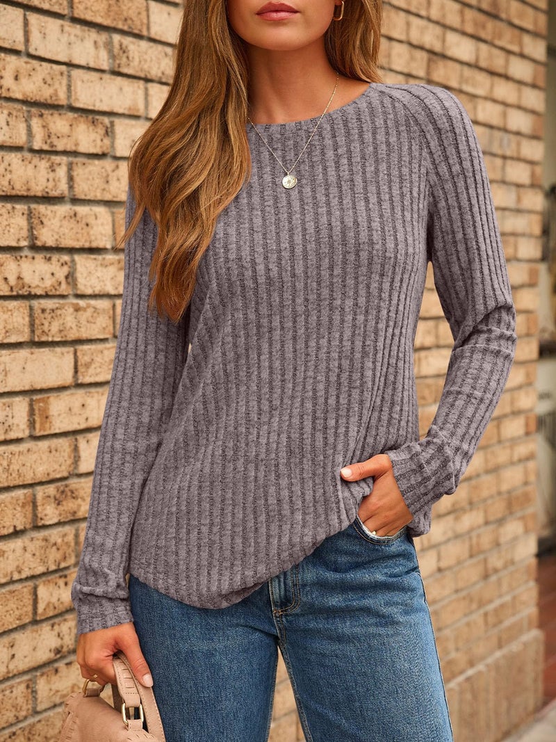 AUTOMET Womens Long Sleeve Shirts Fall Fashion Tops Crewneck Dressy Sweaters Tunic Winter Clothes Casual Outfits Coffee XL - Image 2