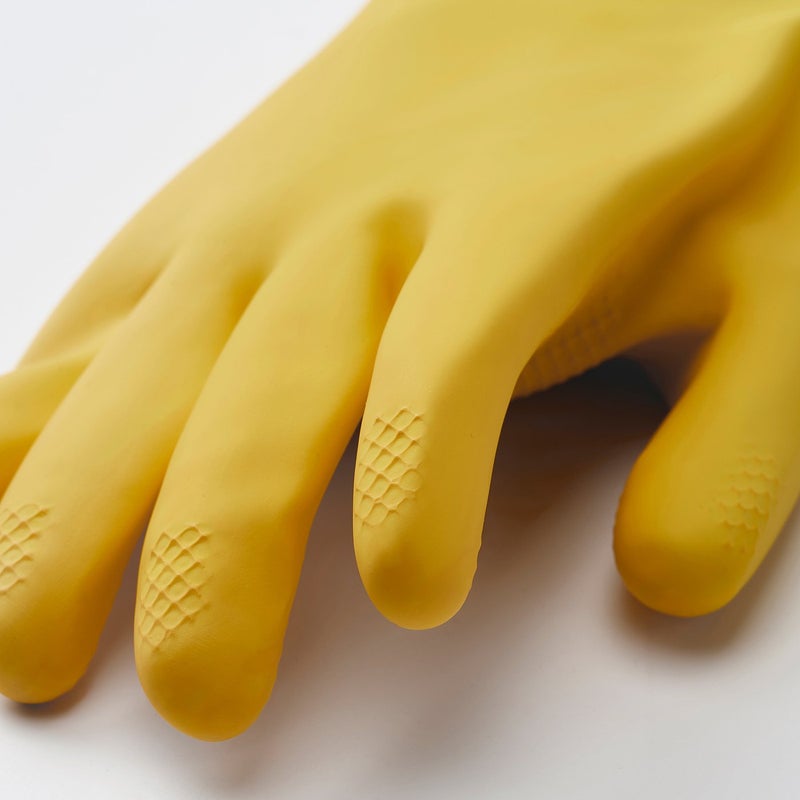 RINNIG Cleaning Gloves, Bright Yellow/Off-White, Natural Latex, Size S - Image 3