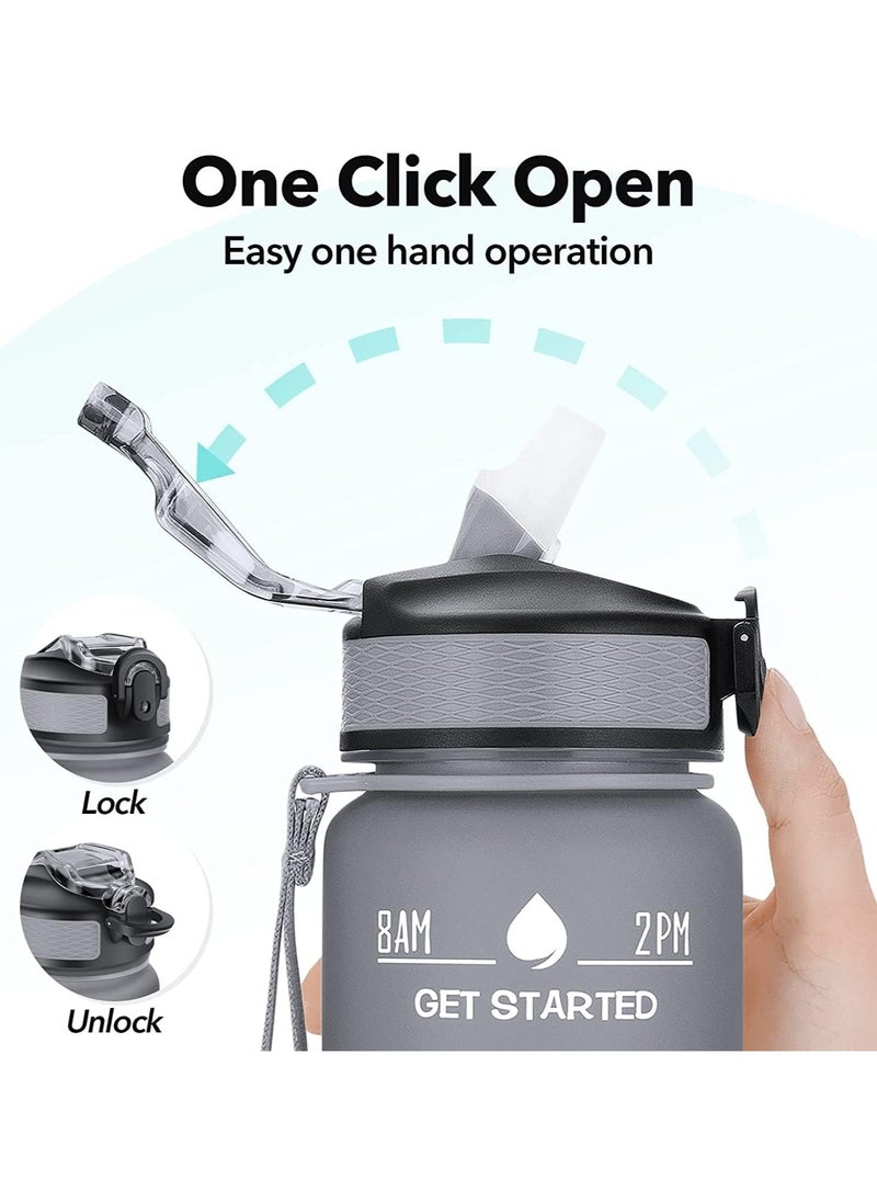 XVersion Large 1L Tritan Water Bottle – Leak-Proof Sports Bottle with Time Markers & Flip-Top Lid – BPA-Free for Kids, School, Gym & Outdoor Use (Black)  - Image 4