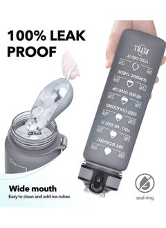 XVersion Large 1L Tritan Water Bottle – Leak-Proof Sports Bottle with Time Markers & Flip-Top Lid – BPA-Free for Kids, School, Gym & Outdoor Use (Black)  - Image 5