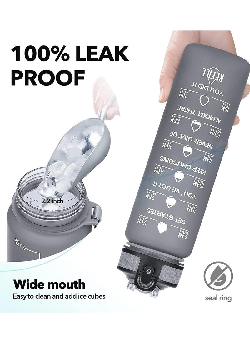 XVersion Large 1L Tritan Water Bottle – Leak-Proof Sports Bottle with Time Markers & Flip-Top Lid – BPA-Free for Kids, School, Gym & Outdoor Use (Black)  - Image 5