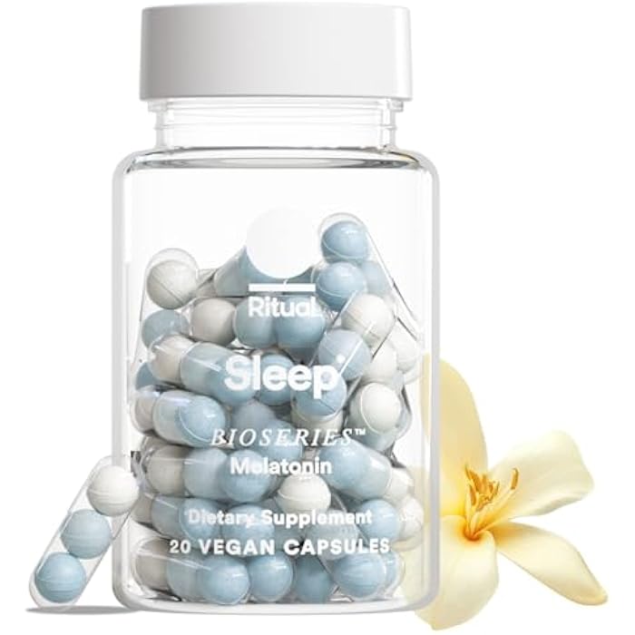 Ritual Sleep Melatonin 5mg - Sleep Aid Supplement - BioSeries Time Released Capsules Designed for All Night* Sleep Support for Adults - Vegan - Drug-Free - Vanilla - 20 Capsules - 20 Servings - Image 1