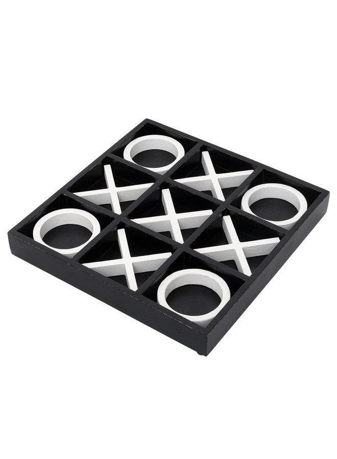 FUIN Wood Tic Tac Toe Decorative Board Game Set for Coffee Table Decor, 12" x 12", Black and White - Image 1