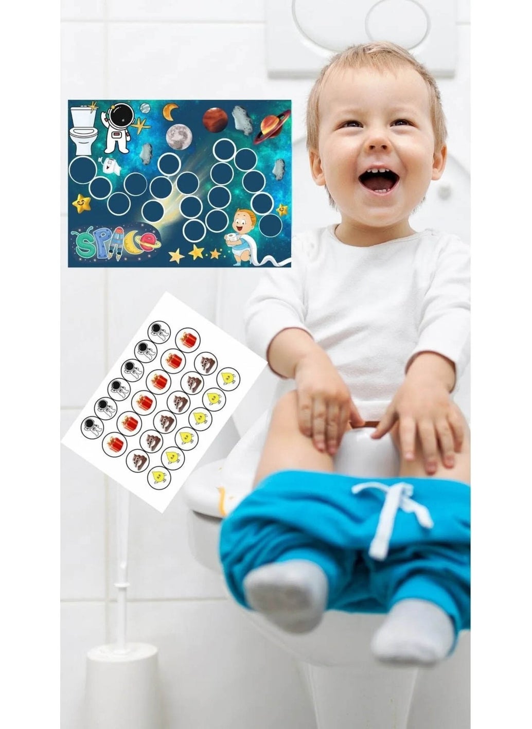 Kt Grup Fun and Educational Toilet Training Sticker Board 29X42CM  - Image 1