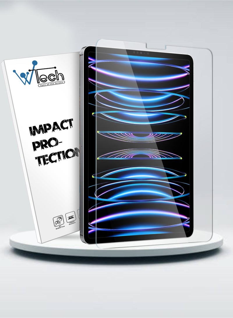 دبليو تيك واقي شاشة زجاجي بحواف منحنية من سلسلة Premium لجهاز Apple iPad Pro 11 بوصة الجيل الرابع 2022 شفاف - Image 1