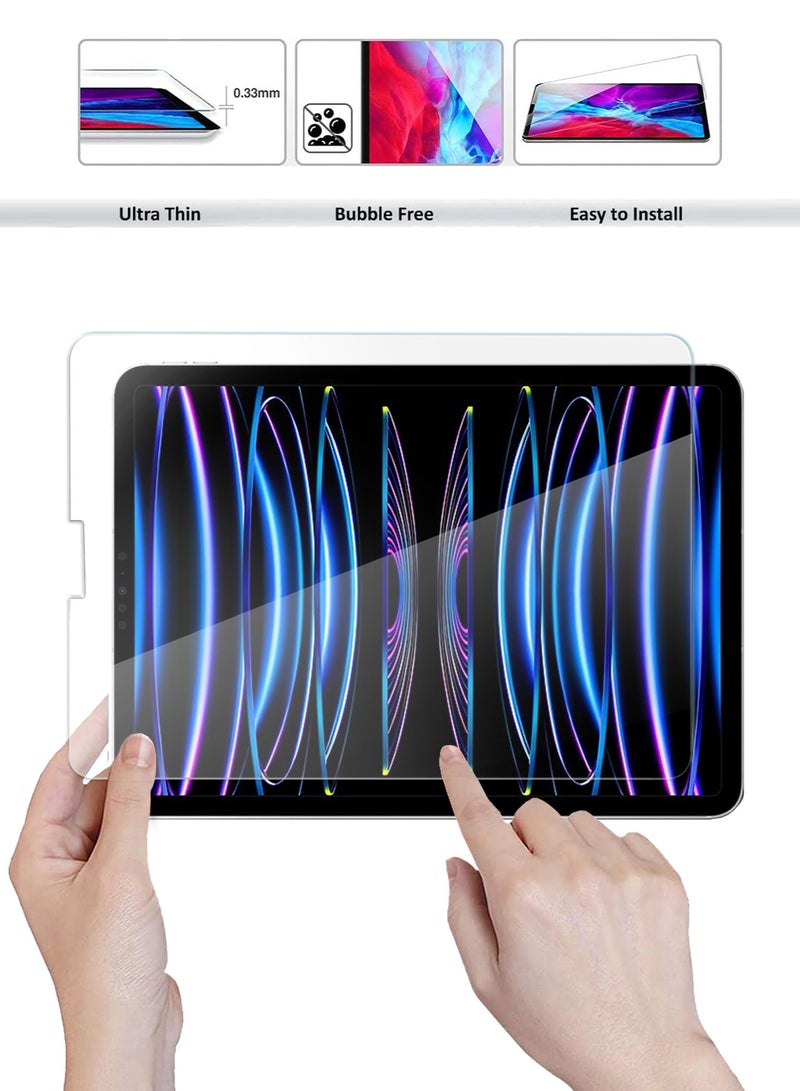دبليو تيك واقي شاشة زجاجي بحواف منحنية من سلسلة Premium لجهاز Apple iPad Pro 11 بوصة الجيل الرابع 2022 شفاف - Image 2