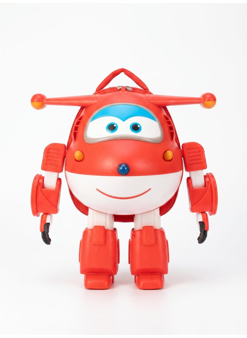 Super Wings Jett Official Licensed 3D Transformable Backpack, Movable Joints Toy Backpack for Kids & Fans for School Travel - Image 1