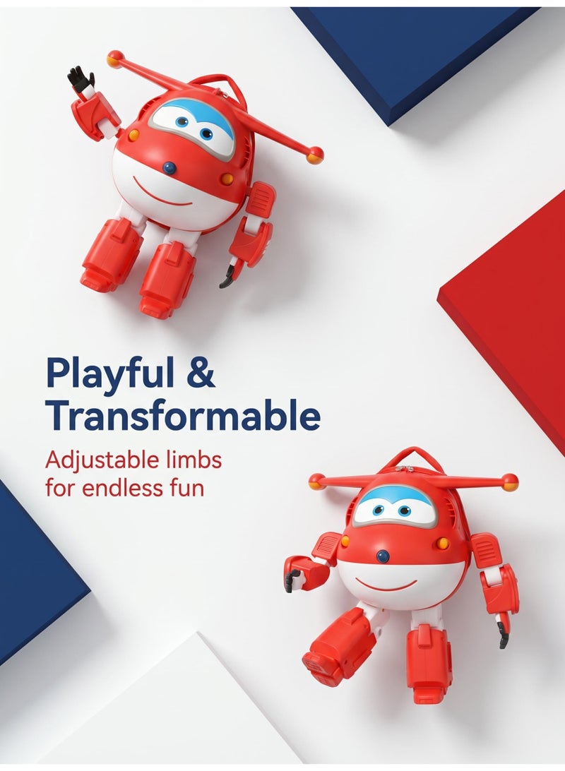 Super Wings Jett Official Licensed 3D Transformable Backpack, Movable Joints Toy Backpack for Kids & Fans for School Travel - Image 2