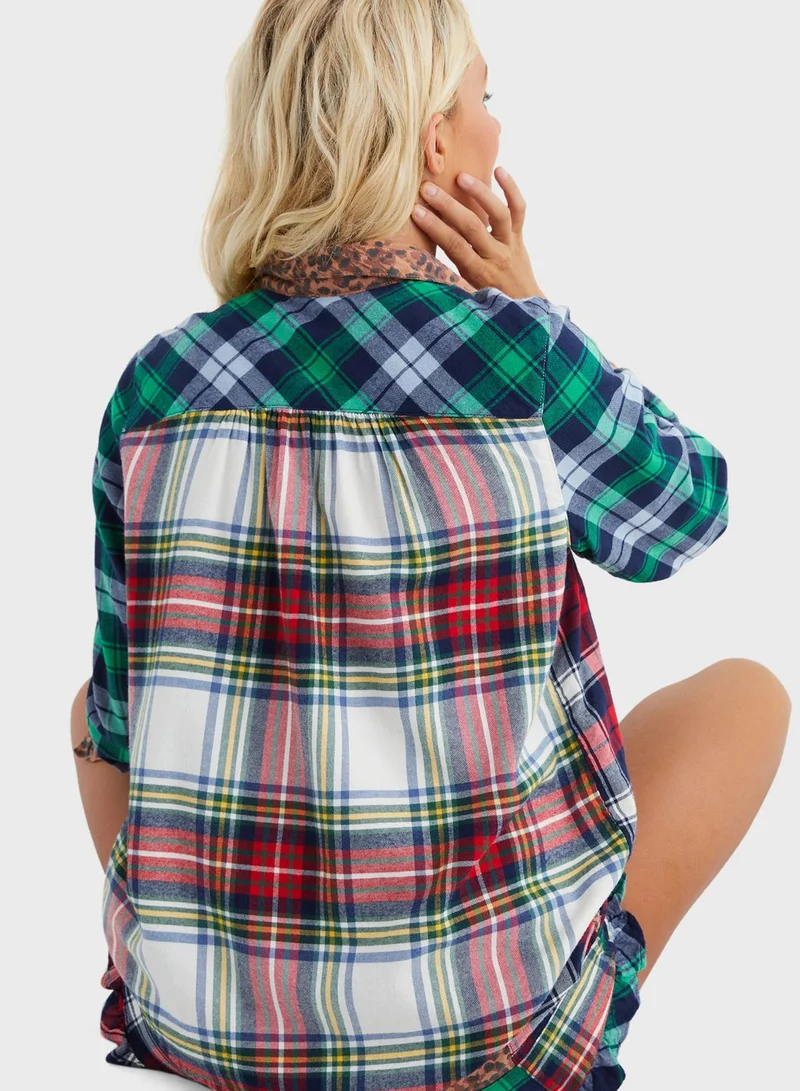 Aerie Patchwork Flannel Shirt