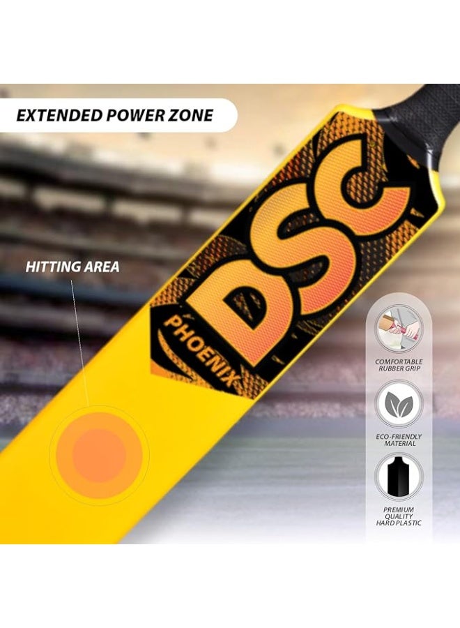 DSC Phoenix Plastic Cricket Set - Ideal for Tennis and Gully/Turf Cricket Size-4 (6-8 Yrs) (1 Plastic Bat + 4 Plastic Stumps + 2 Base + 2 Bails + 1 PVC Ball) - Image 3