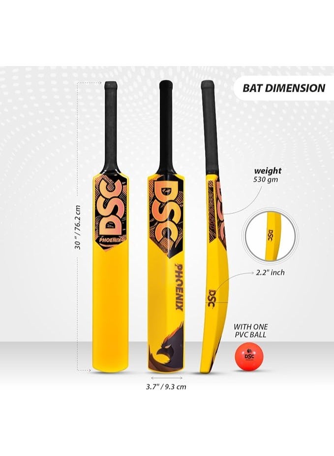 DSC Phoenix Plastic Cricket Set - Ideal for Tennis and Gully/Turf Cricket Size-4 (6-8 Yrs) (1 Plastic Bat + 4 Plastic Stumps + 2 Base + 2 Bails + 1 PVC Ball) - Image 4