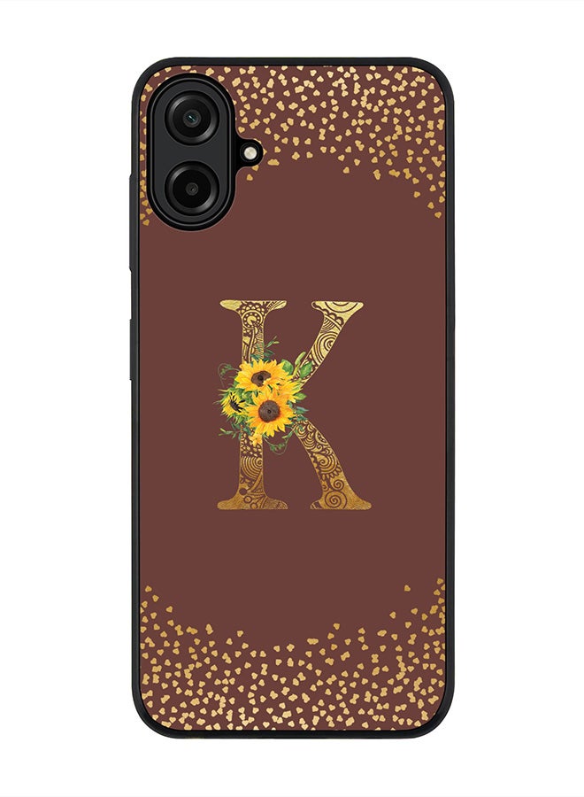Stylizedd For Samsung Galaxy A07 4G Case,Slim fit Camera Protection, Shockproof Thin Phone cover  - Custom Floral Monogram - K  (Brown )