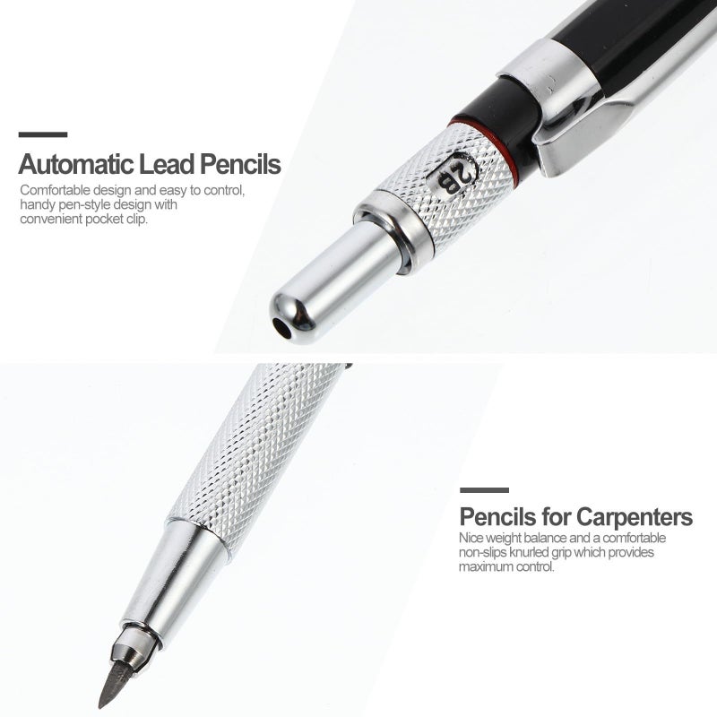 Automatic Lead Mechanical Pencil 2 0mm Black Metal Body for Drafting Carpentry Woodworking Engineering Drawing - Image 4