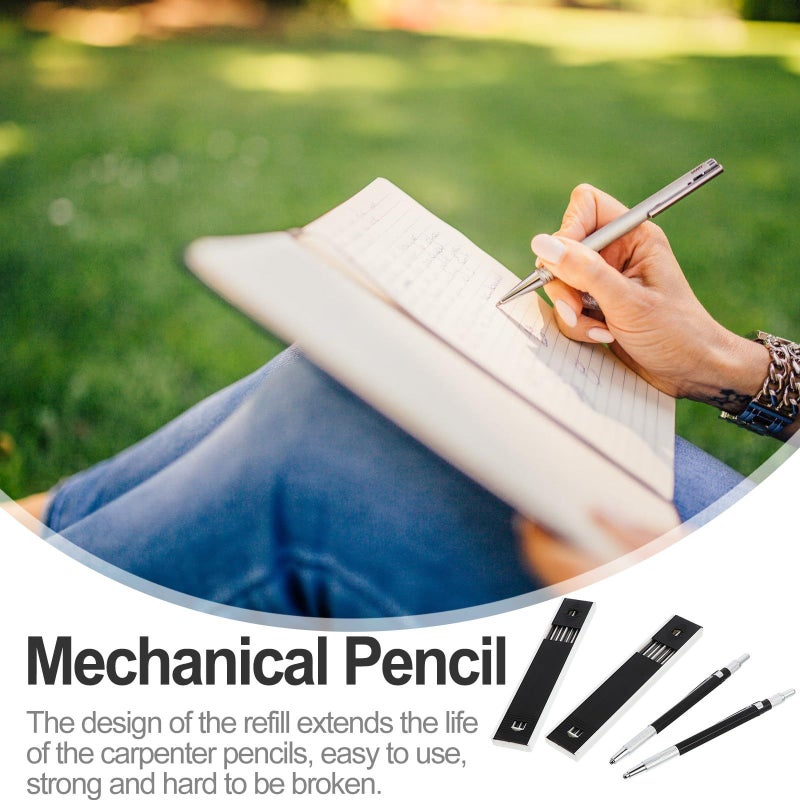 Automatic Lead Mechanical Pencil 2 0mm Black Metal Body for Drafting Carpentry Woodworking Engineering Drawing - Image 5