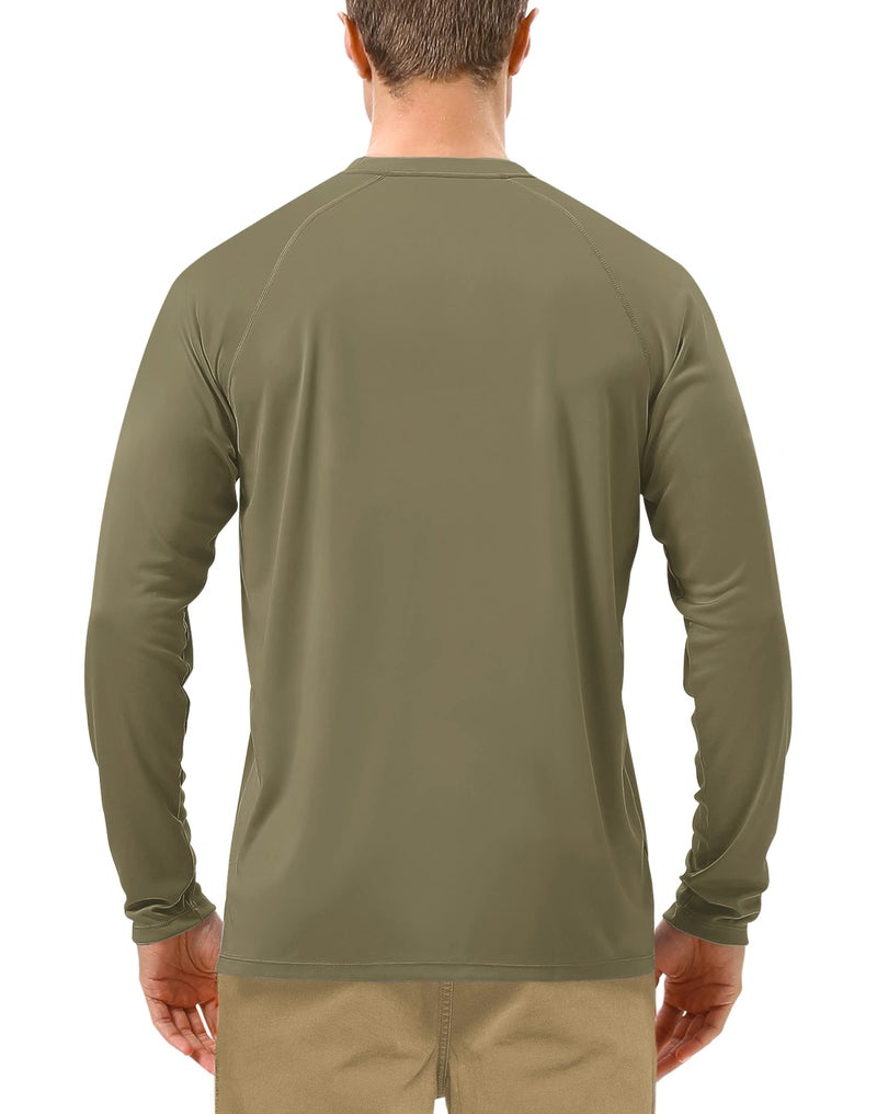 Roadbox Roadbox Mens UPF 50+ UV Sun Protection Shirts Outdoor Long Sleeve SPF Diving Rash Guard for Fishing Hiking Swimming Khaki  - Image 2