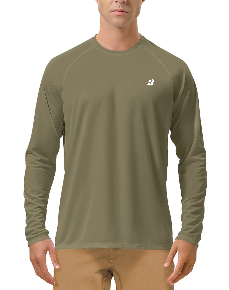 Roadbox Roadbox Mens UPF 50+ UV Sun Protection Shirts Outdoor Long Sleeve SPF Diving Rash Guard for Fishing Hiking Swimming Khaki  - Image 1