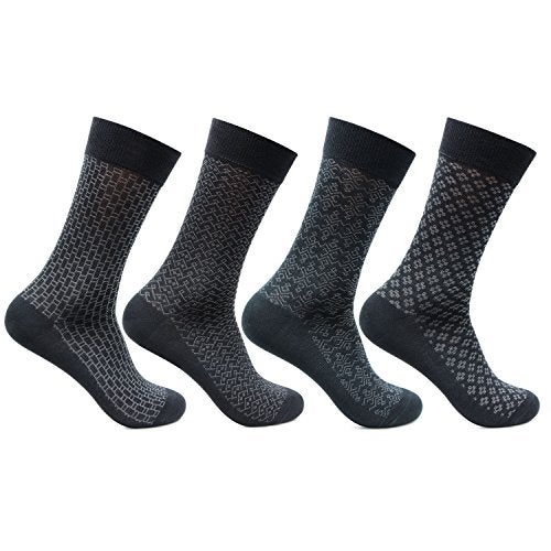 Bonjour Men Crew Length Cotton Socks Multi Coloured Pack of 4 - Image 1