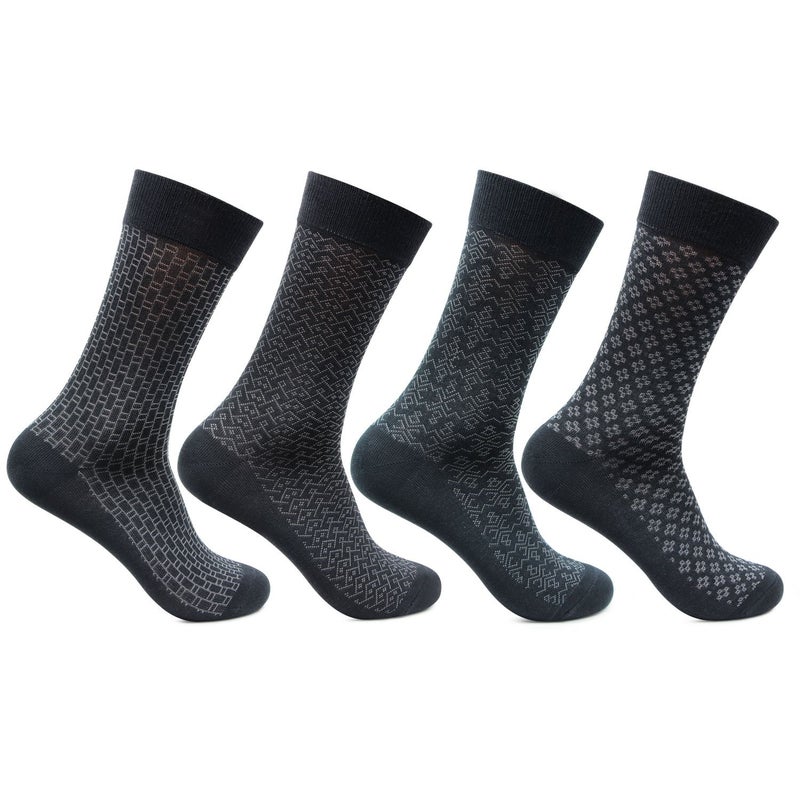 Bonjour Men Crew Length Cotton Socks Multi Coloured Pack of 4 - Image 4