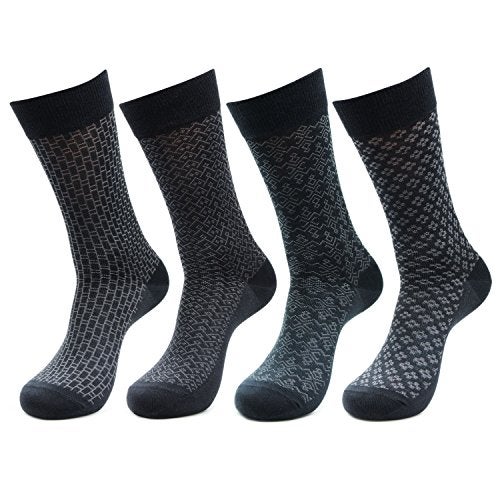 Bonjour Men Crew Length Cotton Socks Multi Coloured Pack of 4 - Image 2