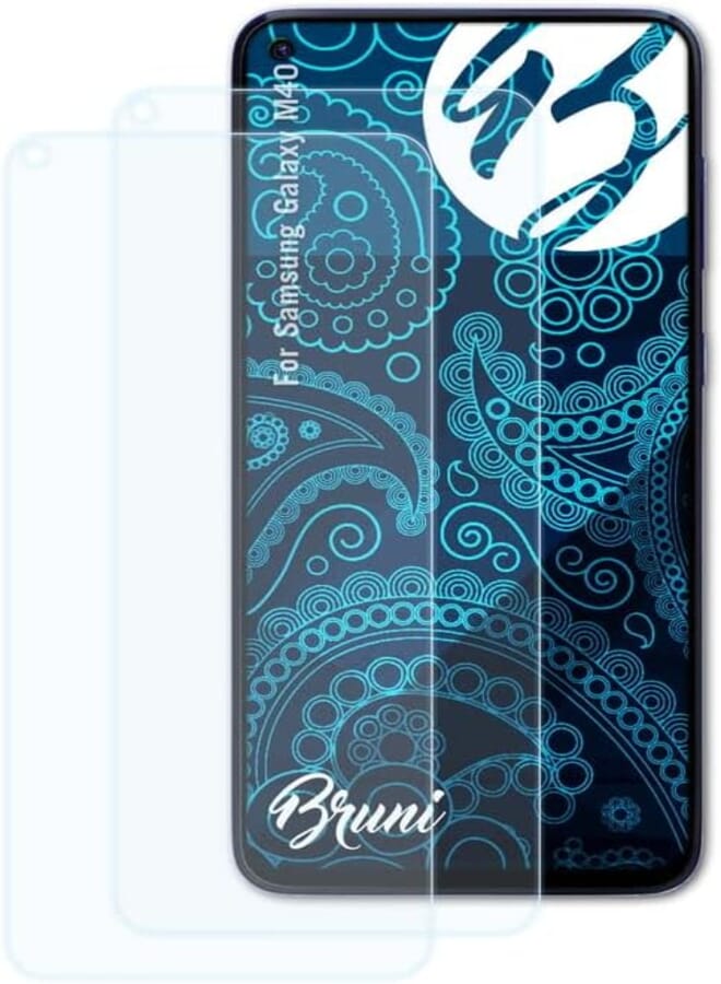 Bruni screen protector compatible with samsung galaxy m40 protector film, crystal clear protective film (2x)