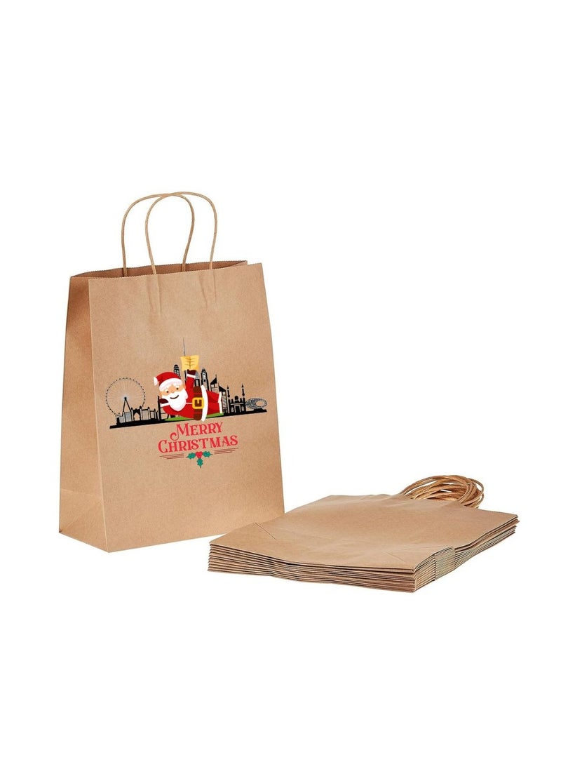 12 Pcs Brown Paper Bag For Christmas-A4 Size Double Side Printed Kraft Gift Bags With Twisted Paper Handle Eco-Friendly Reusable Bags - pzsku/Z9FE6378FF5ABC8E94BACZ/45/_/1732281226/14a63258-6f92-430a-a712-ba81f5a854ce