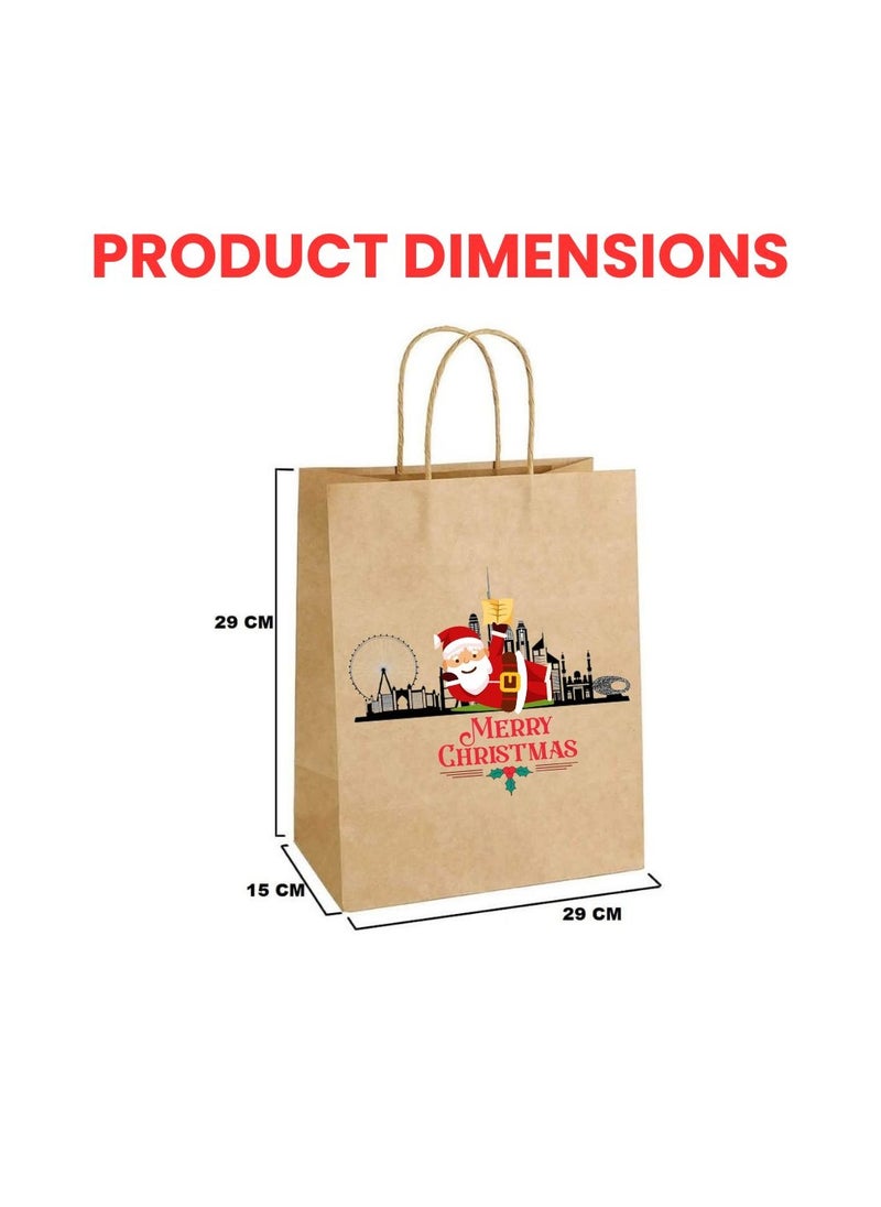 12 Pcs Brown Paper Bag For Christmas-A4 Size Double Side Printed Kraft Gift Bags With Twisted Paper Handle Eco-Friendly Reusable Bags - pzsku/Z9FE6378FF5ABC8E94BACZ/45/_/1732281246/6de397ae-de98-48d5-b64c-45be84d32abc