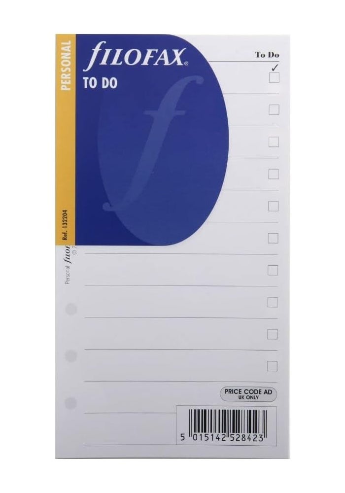 Filofax Personal To Do Refill - 20 Leaves, White, 95mm x 171mm - Image 1