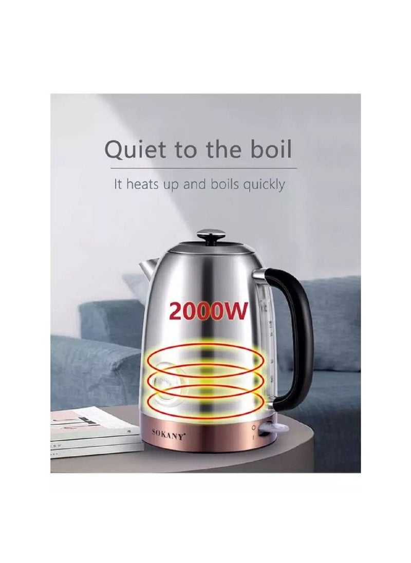 sokany SK-1031 Electric Kettle , 1.7 Liters, 2200 Watts, With Thermometer  - Image 3