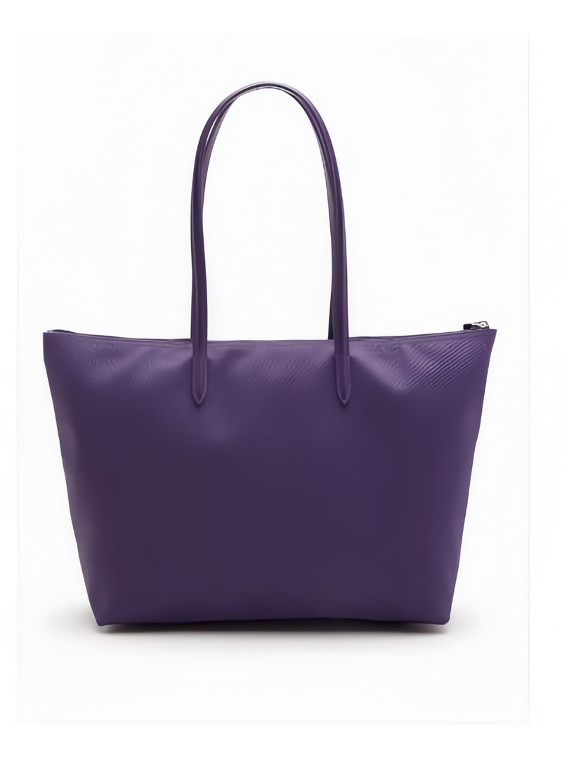 لاكوست حقيبة ليد للنساء من لاكوست L12.12 بتصميم عصري متعددة الاستخدامات بسعة كبيرة وحجم كبير مع سحاب وحمالة كتف، حقيبة توت كبيرة باللون الأرجواني، الأبعاد 35 سم * 30 سم * 14 سم - Image 5