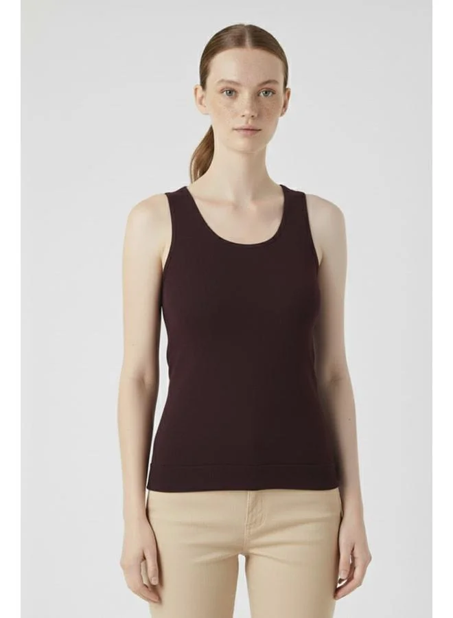Mısırlı 1951 Dark Coffee Thick-Strap Knit Women's Tank Top
