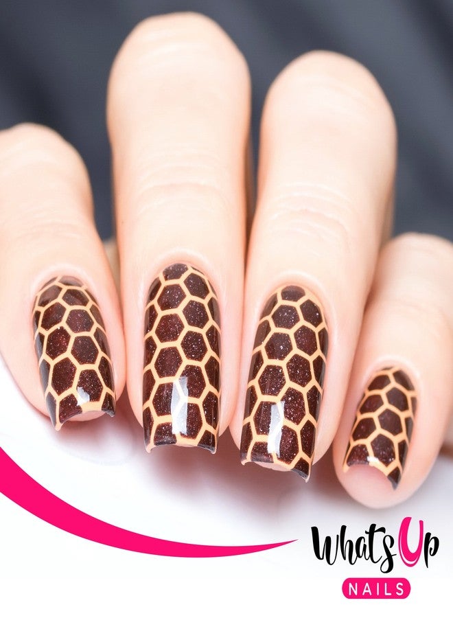 Whats Up Nails - Nail Vinyl Stencils Variety Pack 4pcs (Droplets, Art Deco, Honeycomb, Diamond Pattern) for Nail Art Design - Image 5