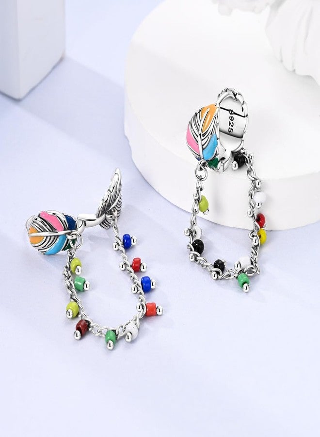 NARMO 925 Sterling Silver Heart Earrings for Women Pink Dangle Hoop Earrings Colorful Cubic Zirconia Earrings Silver Hoops Jewelry Gifts, Silver, Cubic Zirconia - Image 2