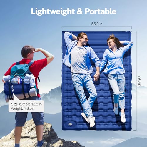 OGERY Sleeping Pad for Camping 6 ExtraThick Reinforced Camping Sleeping Pad with Pillows Builtin Foot Pump Ultralight Self Inflating Air Mattress Mat for Tent Hiking Essentials Gear - Image 3