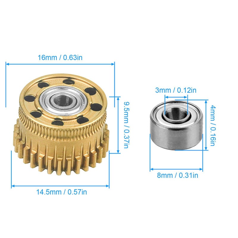 2Pcs Metal Extruder Gear DLC Coating Upgrade Kit For 3D Printer With Precise Drilling For K2 Plus PLA PETG ABS - Image 3