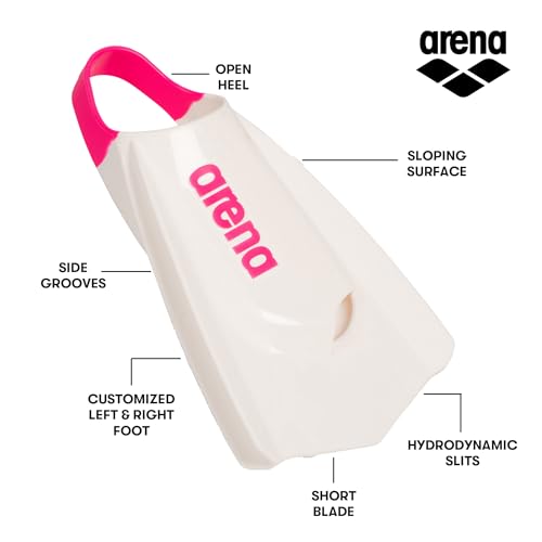 Arena Unisex Adult Powerfin Pro II Swim Training Fins Men and Women Silicone Short Blade Flippers LeftRight Customized WhiteShocking Pink Size 125135 - Image 3