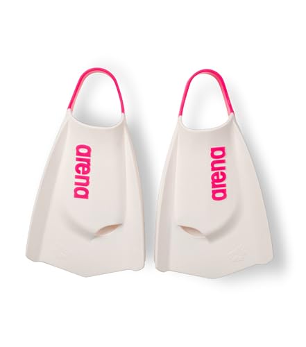 Arena Unisex Adult Powerfin Pro II Swim Training Fins Men and Women Silicone Short Blade Flippers LeftRight Customized WhiteShocking Pink Size 125135 - Image 1