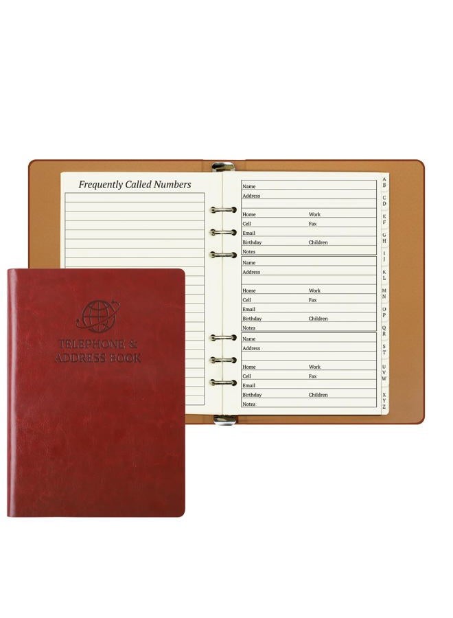 suituts Refillable Address Book with Alphabetical Tabs, 600 Entry Spaces Large Print Contact/Phone Books, PU Leather Hardcover Address Book for Seniors, Elderly - Image 1
