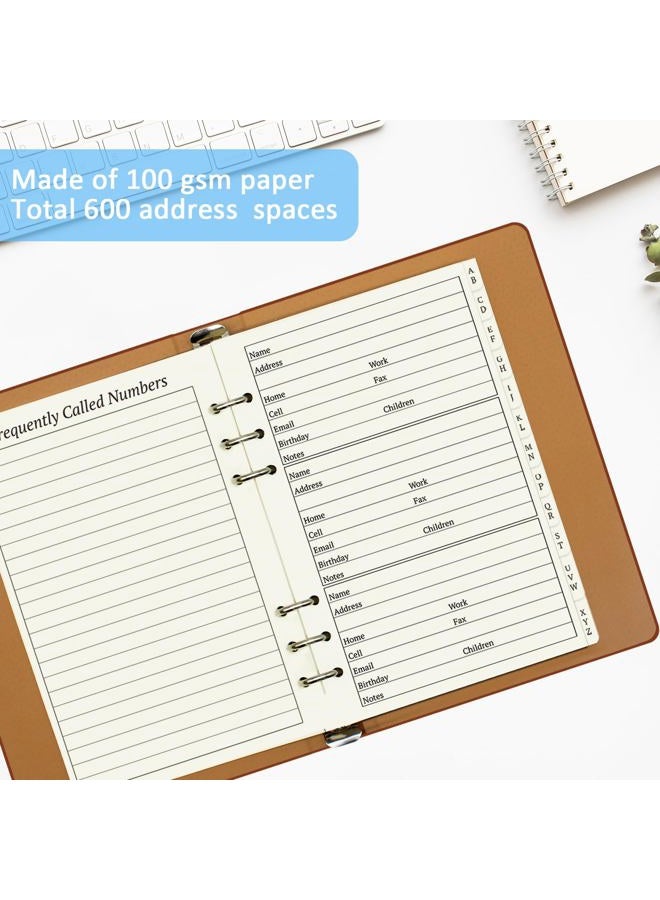 suituts Refillable Address Book with Alphabetical Tabs, 600 Entry Spaces Large Print Contact/Phone Books, PU Leather Hardcover Address Book for Seniors, Elderly - Image 3