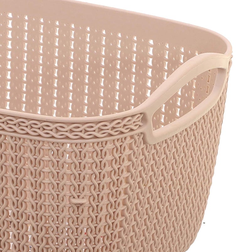 Kuber Industries Unbreakable Plastic 2 Pieces Multipurpose Medium Size Flexible Storage Baskets/Fruit Vegetable Bathroom Stationary Home Basket with Handles (peach) -CTKTC43214 - Image 4
