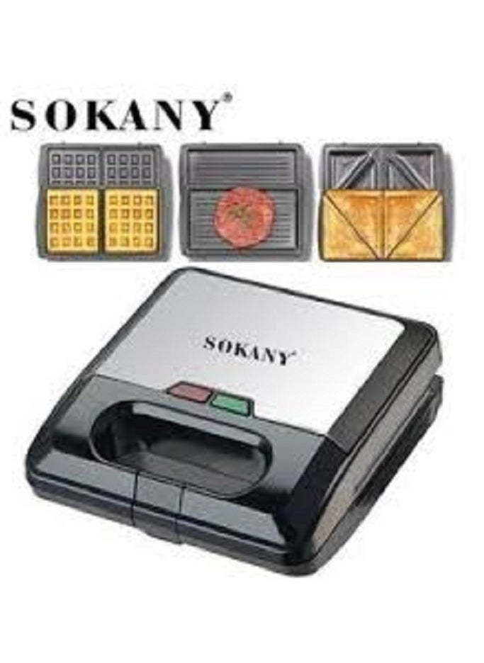 sokany 3 IN 1 Multi Functional SANDWICH MAKER (Grill ,Waffle,Toast)750W- ( KJ-303)  - Image 2