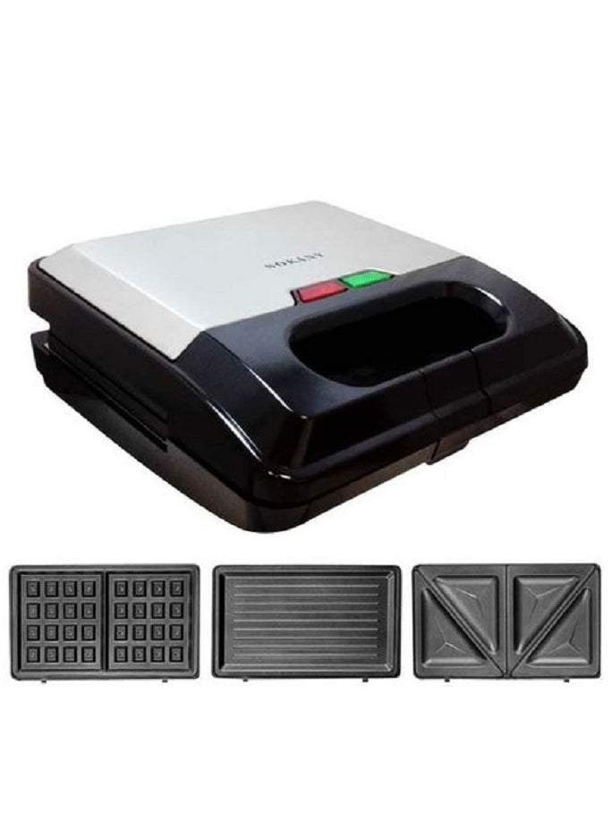 sokany 3 IN 1 Multi Functional SANDWICH MAKER (Grill ,Waffle,Toast)750W- ( KJ-303)  - Image 4
