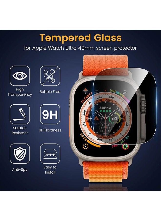 X-level - 3 Pack Privacy Screen Protector for Apple Watch Ultra 2/1 49mm, Anti-Peep Tempered Glass Scratch Resistant Waterproof Anti-Spy Accessories - Image 1