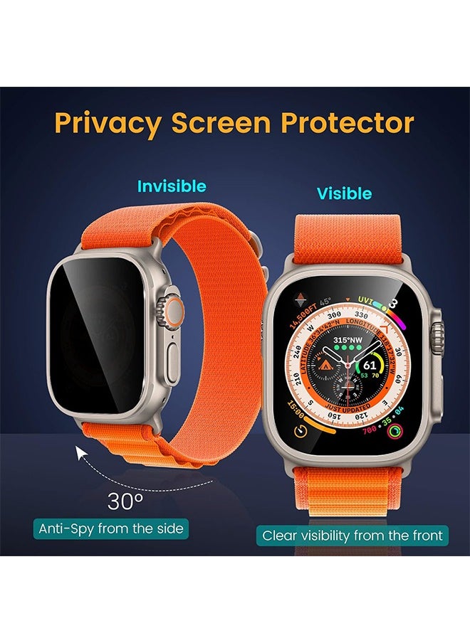 X-level - 3 Pack Privacy Screen Protector for Apple Watch Ultra 2/1 49mm, Anti-Peep Tempered Glass Scratch Resistant Waterproof Anti-Spy Accessories - Image 1