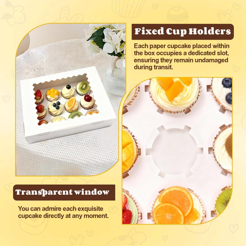BXIHUR 4Pcs Cupcake Boxes, 12 Count Cupcake box, Viewing Window Cupcake Containers, Suitable for Parties, Banquets, Bakeries and Similar Settings - Image 4