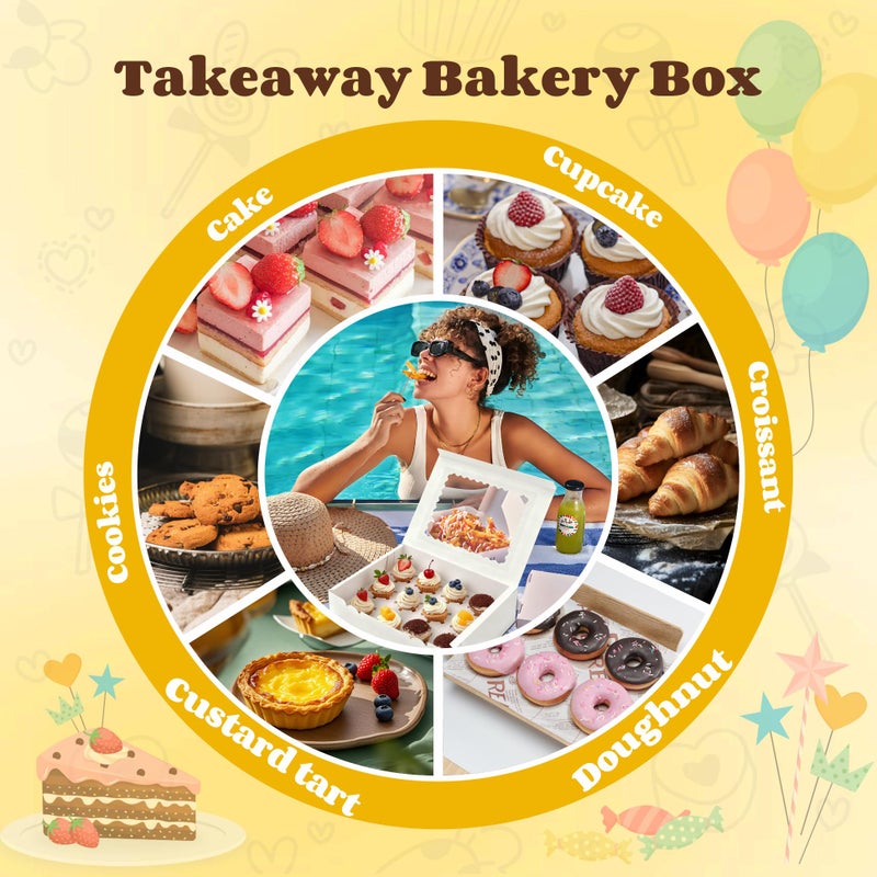 BXIHUR 4Pcs Cupcake Boxes, 12 Count Cupcake box, Viewing Window Cupcake Containers, Suitable for Parties, Banquets, Bakeries and Similar Settings - Image 5