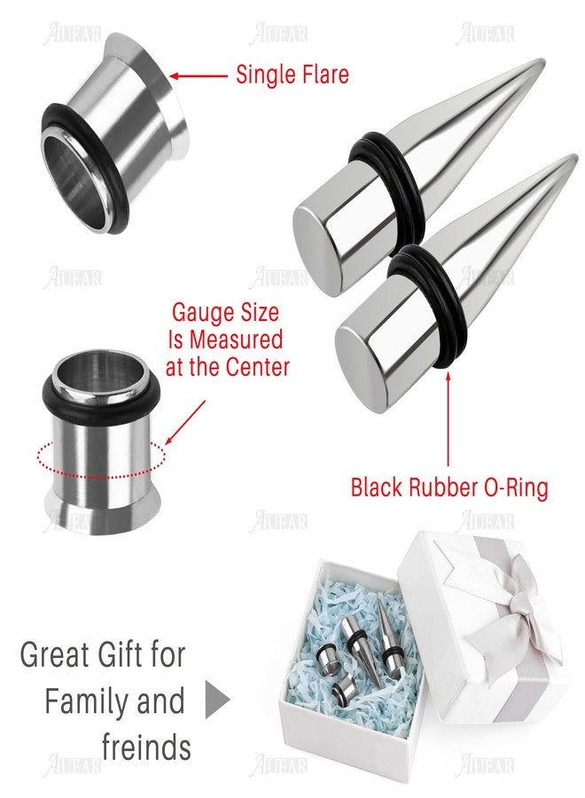 أوير مجموعة AUEAR، 4 قطع من أدوات توسيع الأذن المصنوعة من الفولاذ المقاوم للصدأ، مقاس 9 مم، تتضمن سدادات قياس وأنابيب مدببة. - Image 5